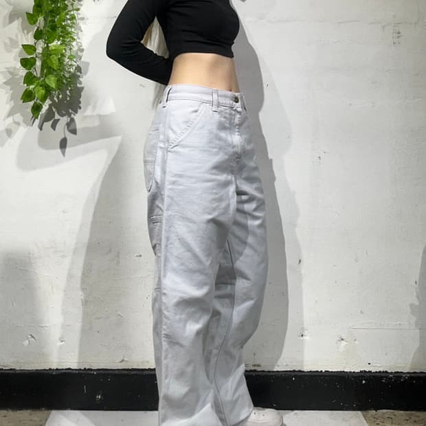 칼하트 화이트 싱글니 와이드 워크 팬츠 카펜터 데님 바지 