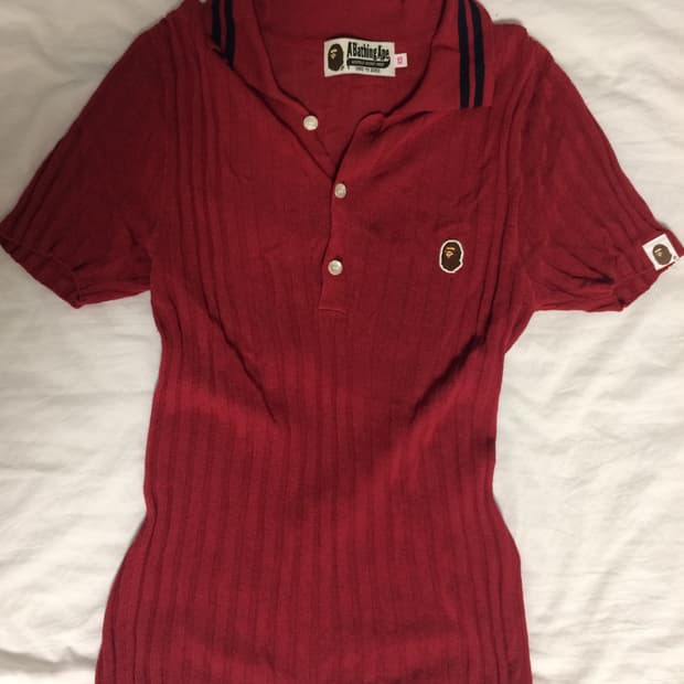 베이프 니트 카라 반팔티