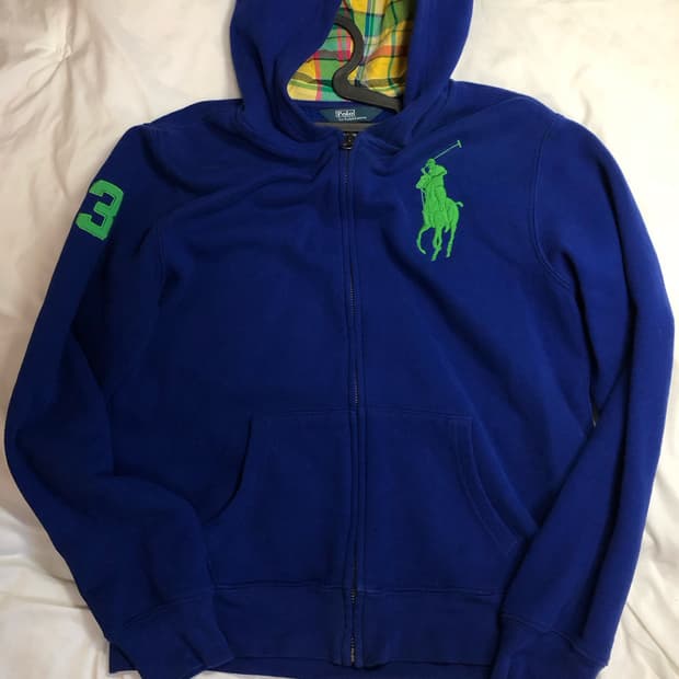 폴로 빅포니 블루 후드집업