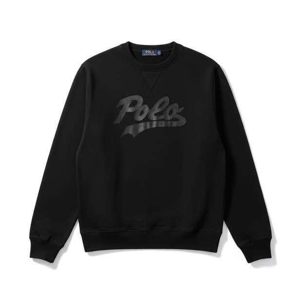 폴로 랄프로렌 톤온톤 로고 기모 맨투맨 블랙