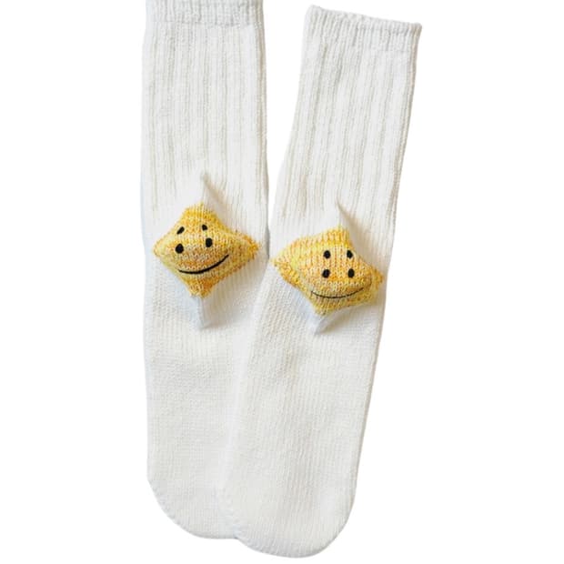 [OS] 캐피탈 56 피스 3×1 립 레인보위 해피 힐 삭스 화이트