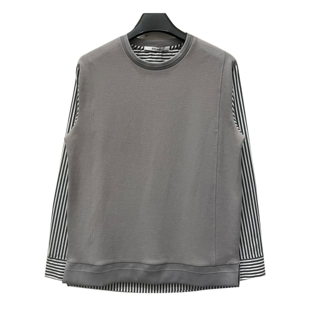 지오송지오 셔츠 배색 라운드넥 니트 100