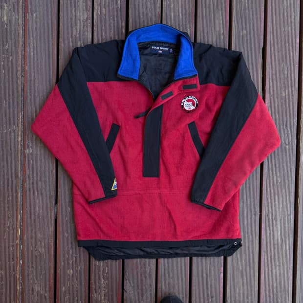 폴로 스포츠 빈티지 플리스 하프집업 레드