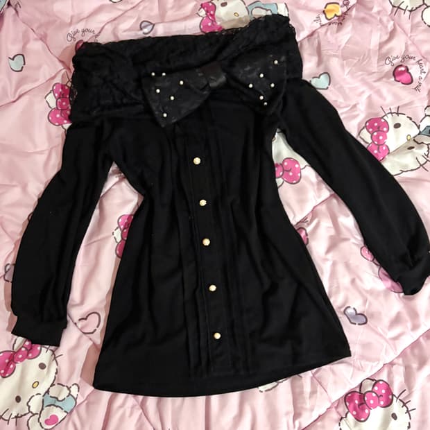 히메갸루 리본 딱붙핏 오프숄더