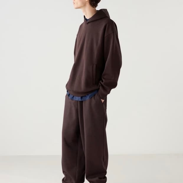 유니클로c 스웨트오버사이즈풀파카 와인