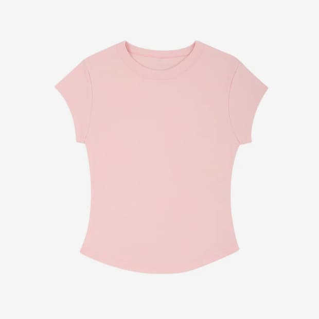 큐리티 90s line t shirt 라인 베이직 티셔츠 라이트 핑크 M
