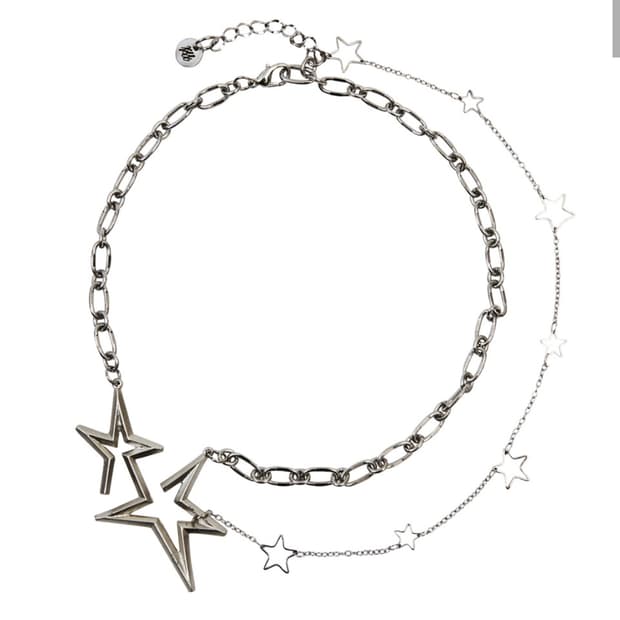루루 초커 별 목걸이 y2k double star silver