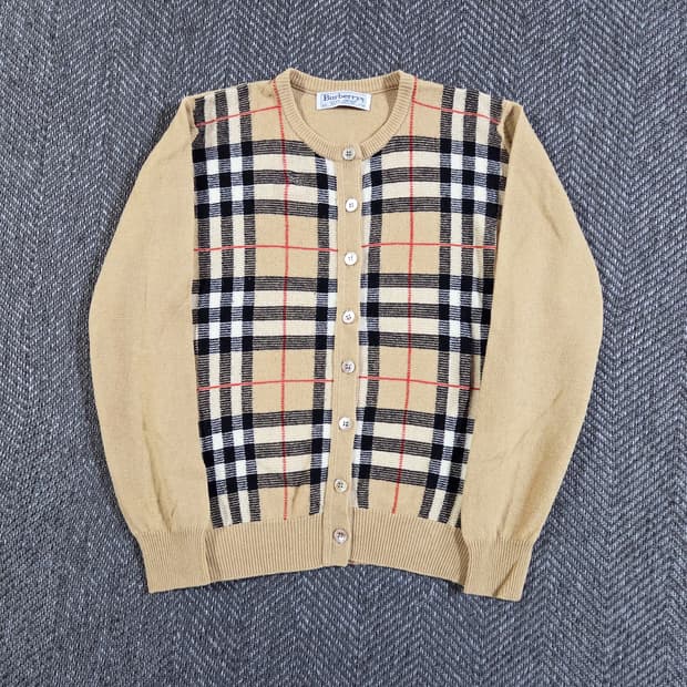 버버리 Burberrys 빈티지 노바 체크 램스울 가디건
