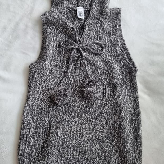 빈티지 모리걸 하구미 그레이 폼폼 니트