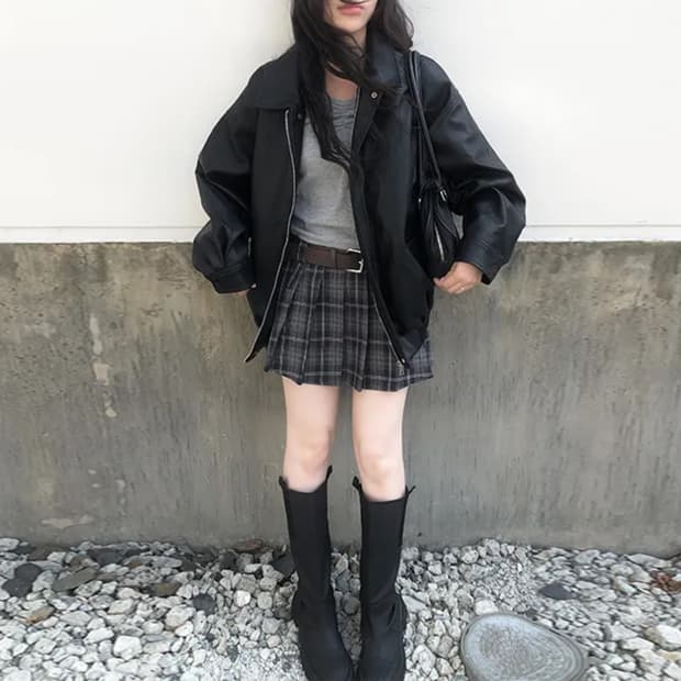 오버핏 레더자켓