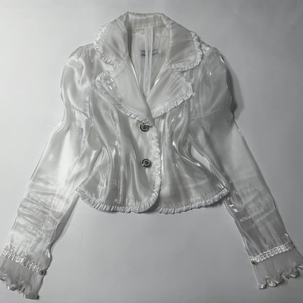 체리퀴리 화이트 오간자 시스루 자켓