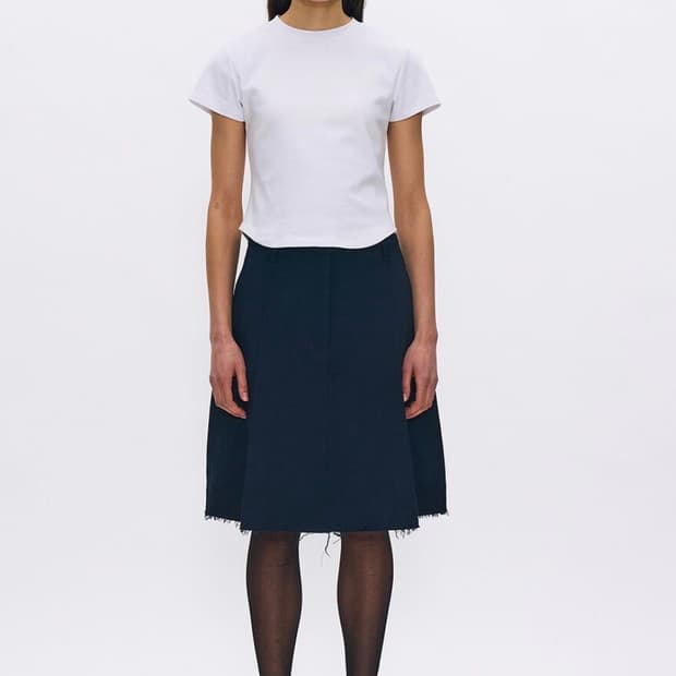 파르티멘토우먼 컷 미디 스커트 네이비M