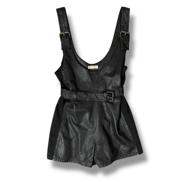 (32) ZEITGEIST 합성가죽 멜빵 숏 팬츠 44