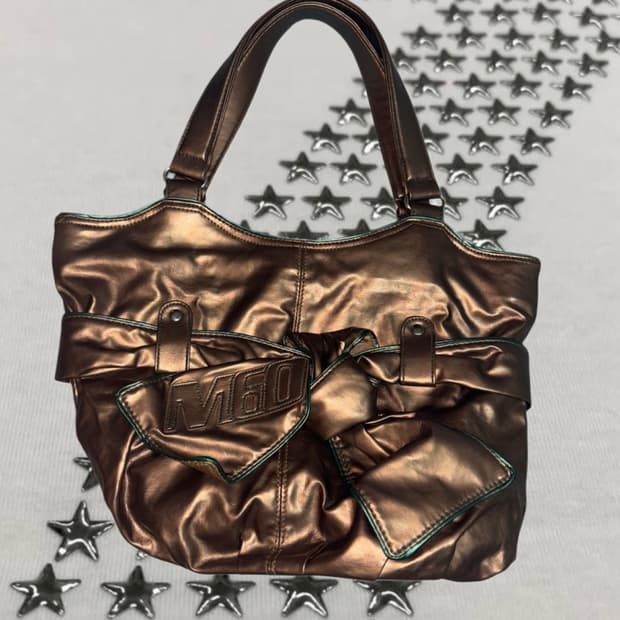 미스식스티 y2k 빅리본 메탈릭 브라운 토트백