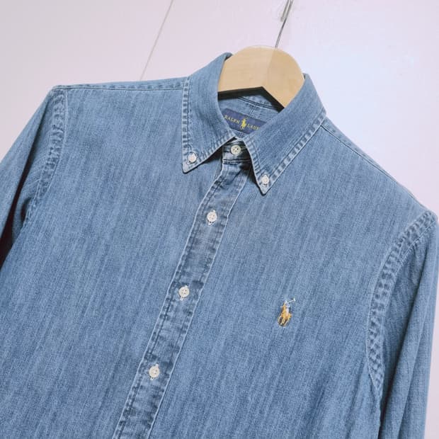 남성 폴로 멀티포니 긴팔 데님 청 셔츠 남방