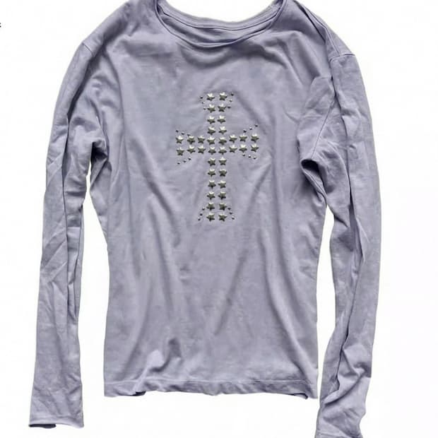연보라 별 십자가 t shirt