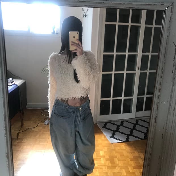 vintage ivory fur knit