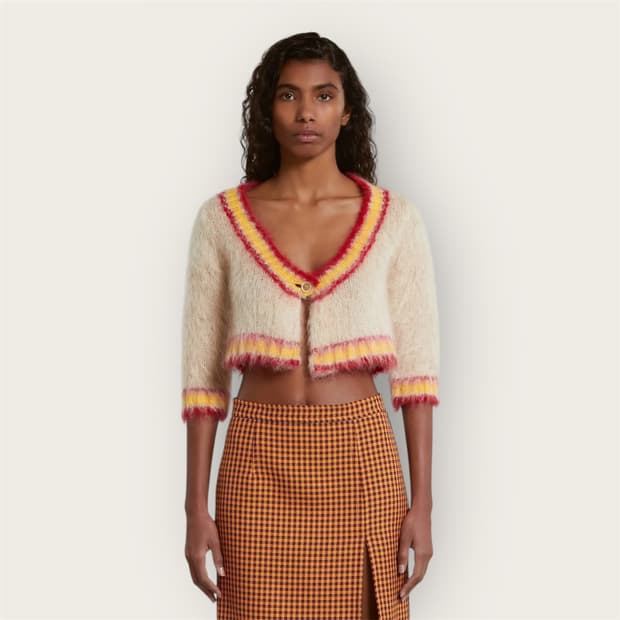 40/ 마르니 크롭 모헤어 원버튼 가디건 자켓