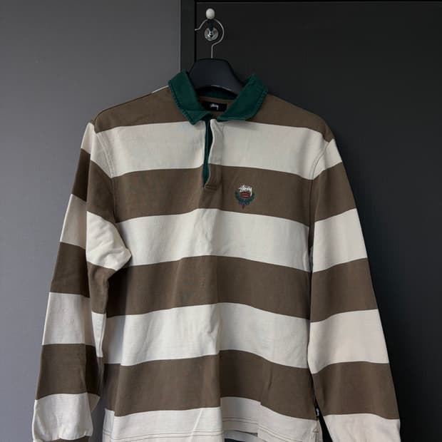 스투시 빅 스트라이프 럭비 내츄럴