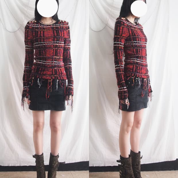 발망 17ss 런웨이 그런지 트위드 니트