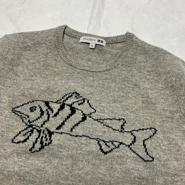 L) 유니클로 x JWA 자카드 크루넥 스웨터 