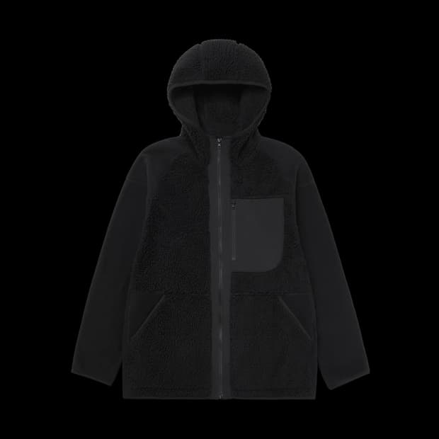 유니클로 x 화이트 마운티니어링 플리스 풀집 파카 블랙