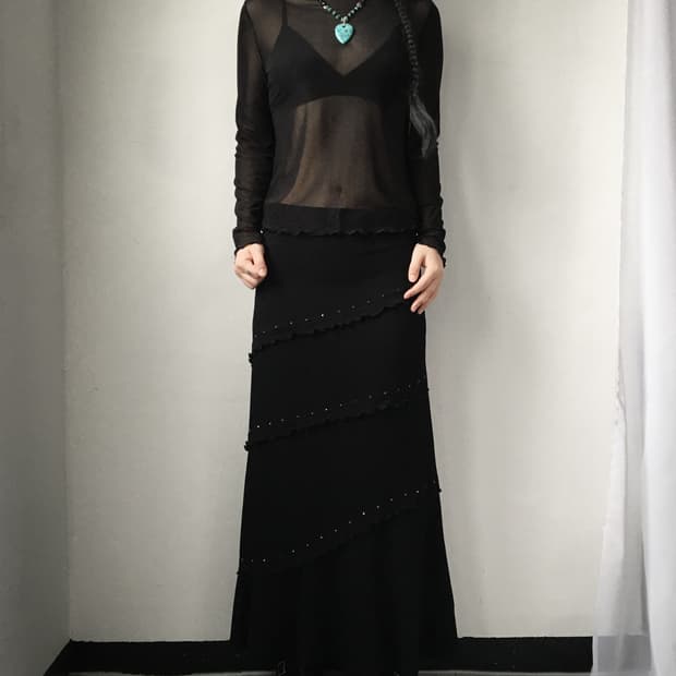 Mesh high neck sleeve