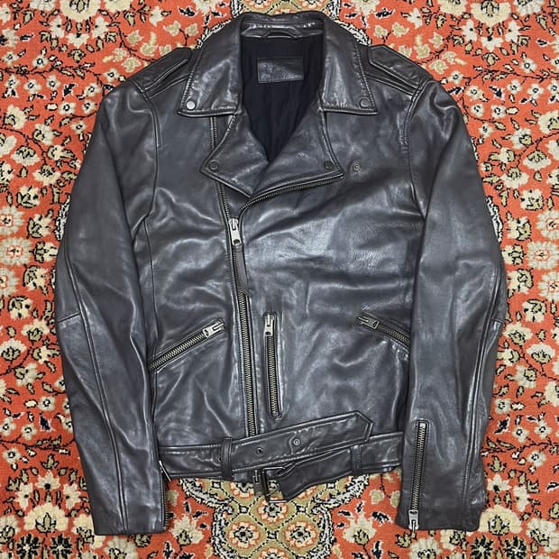 [M] 올세인츠 카하와 더블 라이더 자켓 그레이브라운