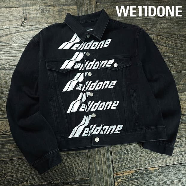 [WE11DONE] 웰던 로고 프린팅 흑청 블랙 데님 자켓 P02034