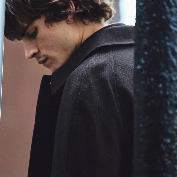 cos checked felted-wool car coat