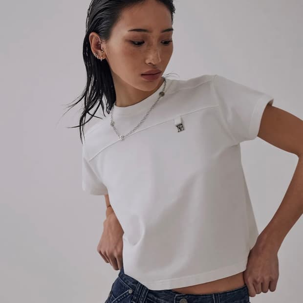 트리밍버드 메탈 크롭 티셔츠 화이트