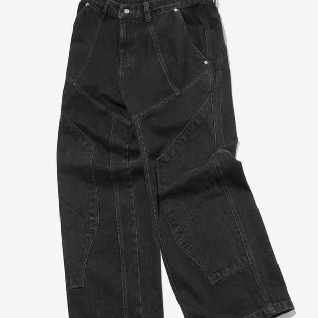 꼼파뇨 믹스 절개 와이드 데님 팬츠 