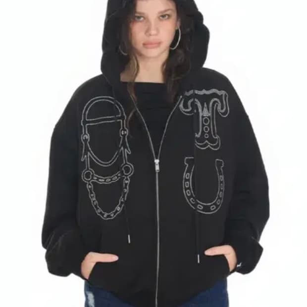 투머치택스 웨스턴 핫픽스 후드집업 western hotfix zip up