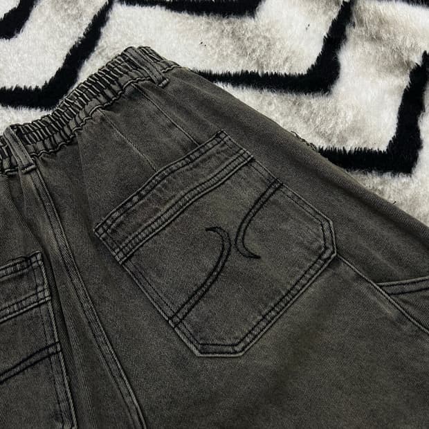 [M]엑스톤즈 와이드 워싱 밴딩데님 팬츠/빈티지그레이