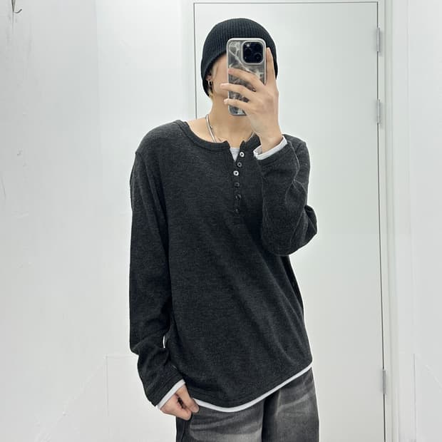 Pincponc fake layered knit sleeve 