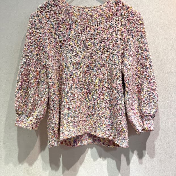 Multicolor Textured Popcorn Knit Sweater