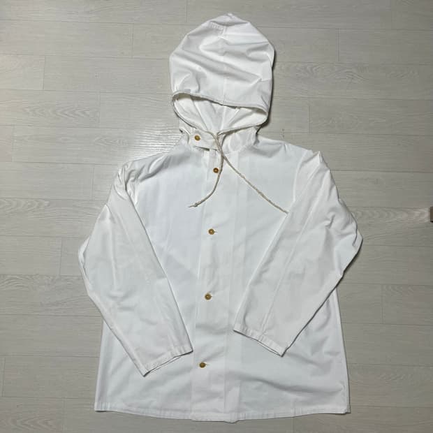 빈티지 프렌치 워크웨어 캔버스 오버코트 밀리터리