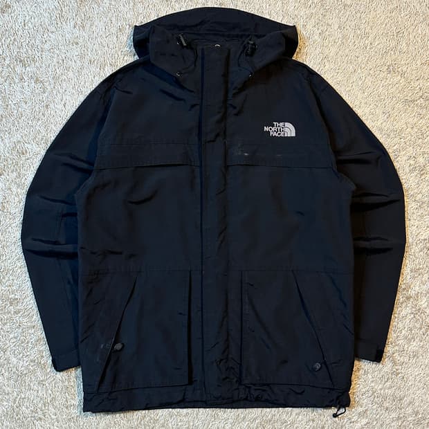 노스페이스 투웨이 나일론 후드 바람막이 자켓 블랙