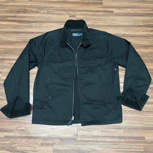 폴로 블랙 베이포트 스윙탑 해링턴 헤링턴 드리즐러 봄버 블루종 자켓 l