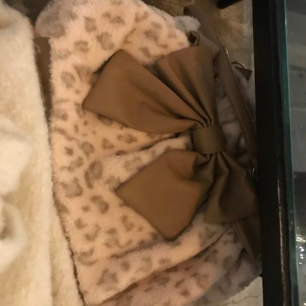 빈티지 리본 핑크 브라운 레오파드 백