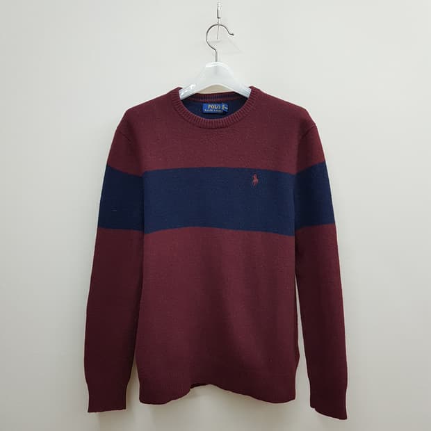 폴로 랄프로렌 버건디 스트라이프 울 니트 XS사이즈