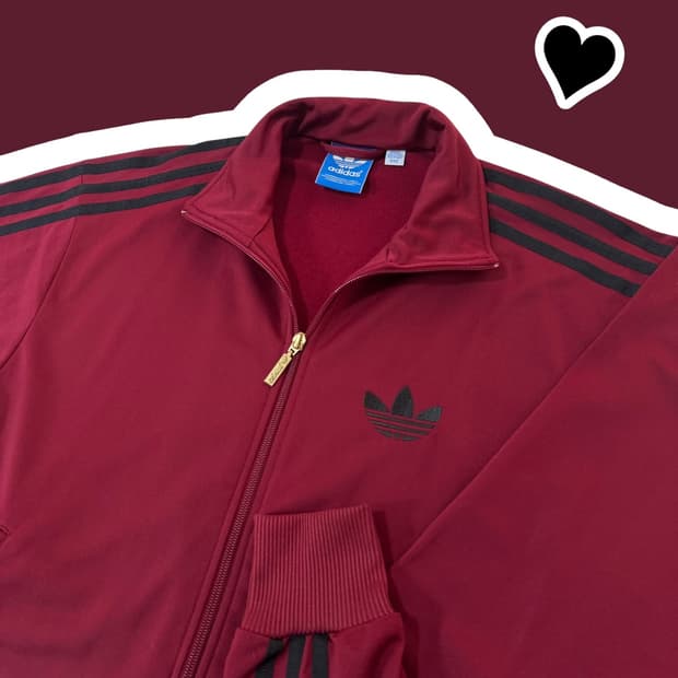 아디다스 버건디 파이어버드 트랙탑 져지