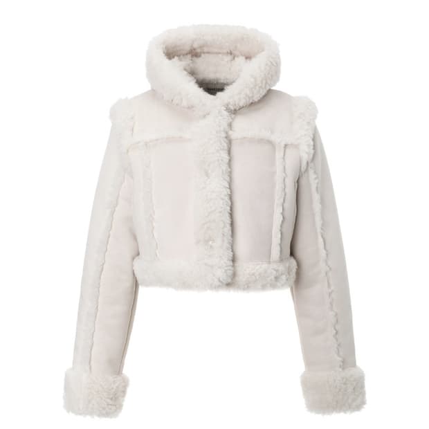 쓰리타임즈 베이비 후디 퍼 코트 무스탕 23fw 아이보리