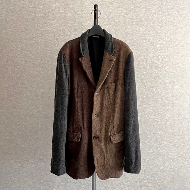 꼼데가르송 옴므 듀 바이컬러 축융 울 자켓