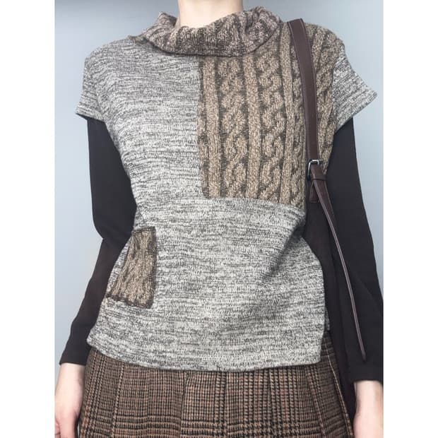 빈티지 브라운 히피 레이어드 니트