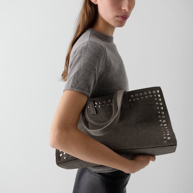 기마구아스 Midi Shopper 스터드 미디 쇼퍼백/그레이