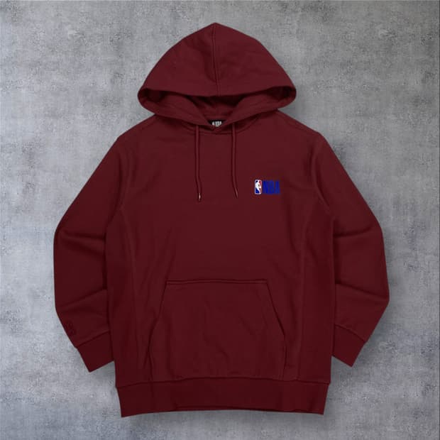 NBA 버건디 컬러 스몰 로고 후드티