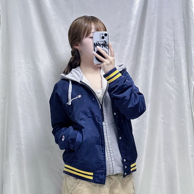 챔피온 JAPAN 네이비 양털안감 스타디움 자켓 