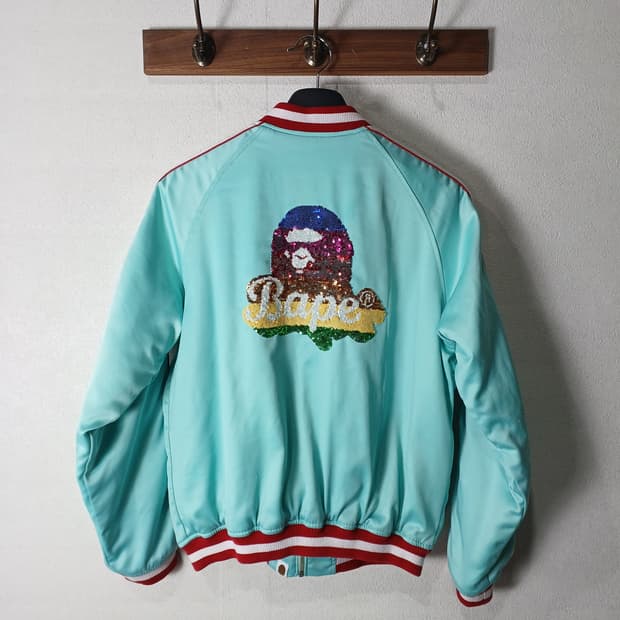 베이프 스팽글 바시티 봄버자켓 S