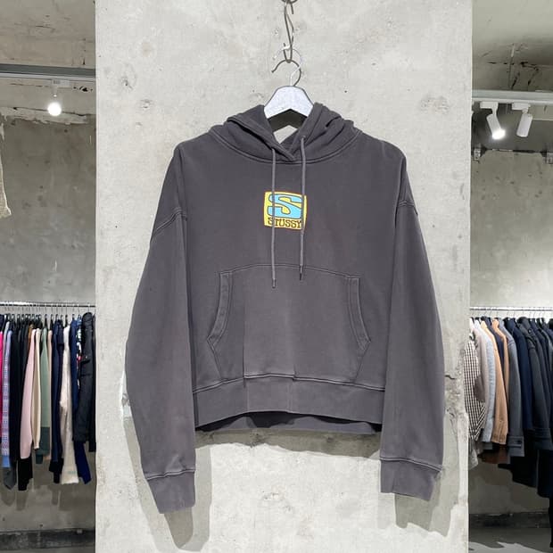 스투시 브라운 애그니스 박시 크롭 후디